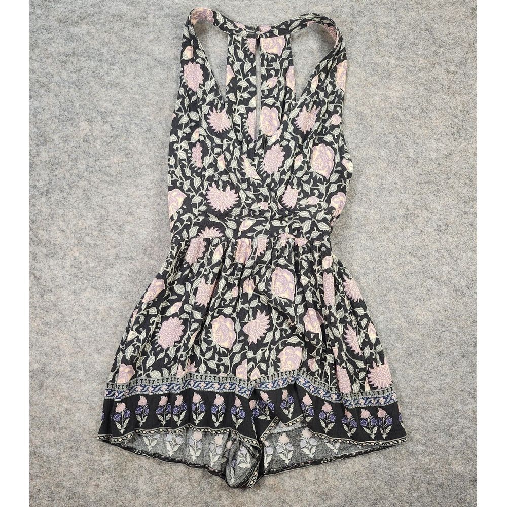American Eagle Outfitters AEO Romper Women Small Floral Boho Smocked Waist VNeck